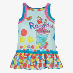 Rosalita Señoritas-Girls Blue Milkshake Logo Dress | Childrensalon Outlet