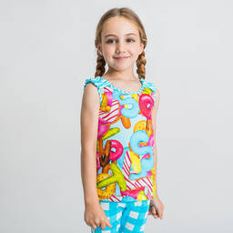 Rosalita Señoritas-Girls Blue & Pink Doughnut Blouse | Childrensalon Outlet