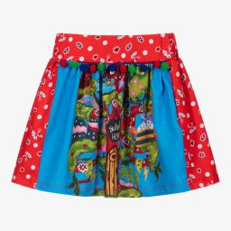 Rosalita Señoritas-Girls Blue & Red Cotton Skirt | Childrensalon Outlet