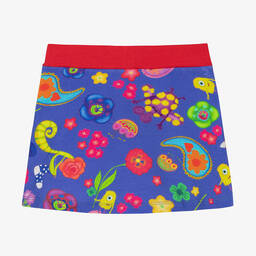 Rosalita Señoritas-تنورة قطن جيرسي لون أزرق وأحمر بطبعة ورود | Childrensalon Outlet