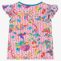 Rosalita Señoritas-Зеленая хлопковая футболка с тропическим принтом | Childrensalon Outlet