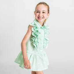 Rosalita Señoritas-فستان قطن لون أخضر نعناعي | Childrensalon Outlet