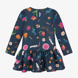 Rosalita Señoritas-Girls Navy Blue Cotton Floral Dress | Childrensalon Outlet