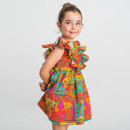 Rosalita Señoritas-Girls Orange Cotton Ruffle Dress | Childrensalon Outlet