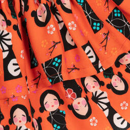 Rosalita Señoritas-فستان فيسكوز تويل لون برتقالي بطبعة ملونة | Childrensalon Outlet