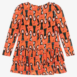 Rosalita Señoritas-فستان فيسكوز تويل لون برتقالي بطبعة ملونة | Childrensalon Outlet