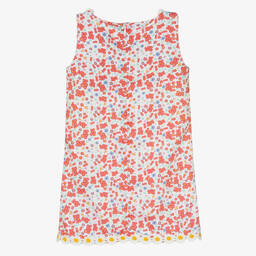 Rosalita Señoritas-فستان قطن ساتين لون زهري بطبعة ملونة | Childrensalon Outlet