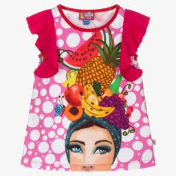 Rosalita Señoritas-Girls Pink Cotton Jersey Top | Childrensalon Outlet