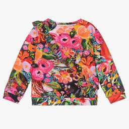 Rosalita Señoritas-Girls Pink Floral Cotton Sweatshirt | Childrensalon Outlet