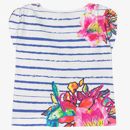 Rosalita Señoritas-Белая футболка в голубую полоску с цветами | Childrensalon Outlet