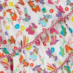 Rosalita Señoritas-Girls White Cotton Llama Dress | Childrensalon Outlet