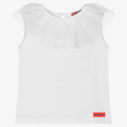 Rosalita Señoritas-تيشيرت قطن جيرسي وتول لون أبيض للبنات | Childrensalon Outlet