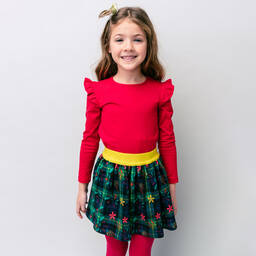 Rosalita Señoritas-Green Tartan Print Skirt | Childrensalon Outlet