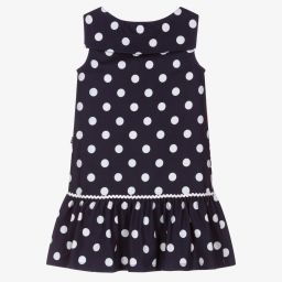 روزاليتا سنيوريتا-فستان قطن جيرسي منقط لون كحلي وأبيض | Childrensalon Outlet