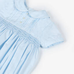 Sarah Louise-Baby Boys Blue Cotton Hand-Smocked & Embroidered Shortie | Childrensalon Outlet