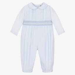 Sarah Louise-Голубой хлопковый ромпер со сборками | Childrensalon Outlet