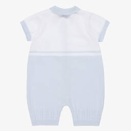 Sarah Louise-Baby Boys White & Blue Knitted Shortie | Childrensalon Outlet