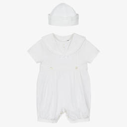 Sarah Louise-Baby Boys White Sailor Shortie Set | Childrensalon Outlet