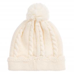 سارا لويز-طقم قبعة وسكارف أكريليك لون عاجي للمولودات | Childrensalon Outlet