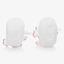 Sarah Louise-بوت مزيج قطن لون أبيض وأحمر للمولودات | Childrensalon Outlet