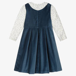 سارا لويز-Blue Velvet & Floral Dress | Childrensalon Outlet