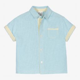 سارا لويز-Boys Blue Cotton Shirt | Childrensalon Outlet