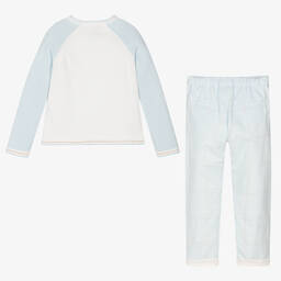 Sarah Louise-Boys Blue Cotton Trouser Set | Childrensalon Outlet