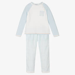 Sarah Louise-Boys Blue Cotton Trouser Set | Childrensalon Outlet