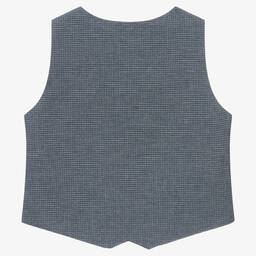 Sarah Louise-Boys Blue & Grey Check Waistcoat | Childrensalon Outlet