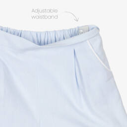 Sarah Louise-Boys Blue & White Cotton Shorts Set with Contrast Trims | Childrensalon Outlet