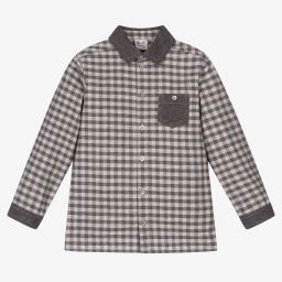 Sarah Louise-Boys Grey Check Cotton Shirt | Childrensalon Outlet