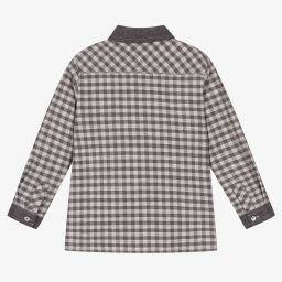 Sarah Louise-Boys Grey Check Cotton Shirt | Childrensalon Outlet