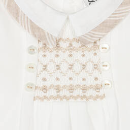 Sarah Louise-Boys Ivory & Beige Stripe Cotton Shorts Set | Childrensalon Outlet