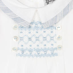 Sarah Louise-Boys Ivory & Blue Stripe Cotton Shorts Set | Childrensalon Outlet