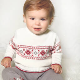 Sarah Louise-Boys Ivory Fair Isle Knit Set | Childrensalon Outlet
