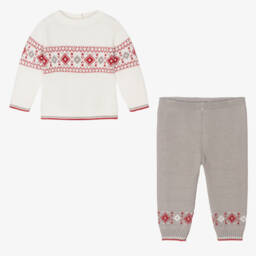 Sarah Louise-Boys Ivory Fair Isle Knit Set | Childrensalon Outlet