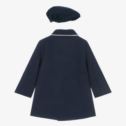 Sarah Louise-Boys Navy Blue Coat & Hat Set | Childrensalon Outlet