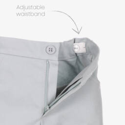 Sarah Louise-Boys Pale Grey Cotton Twill Trousers | Childrensalon Outlet