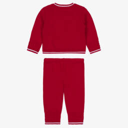 Sarah Louise-Boys Red Cotton Knit Trouser Set  | Childrensalon Outlet