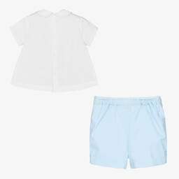 سارا لويز-بِدلة رسمية مزيج قطن لون أبيض وأزرق للأولاد | Childrensalon Outlet