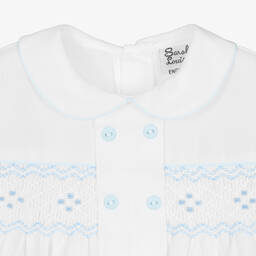 سارا لويز-بِدلة رسمية مزيج قطن لون أبيض وأزرق للأولاد | Childrensalon Outlet