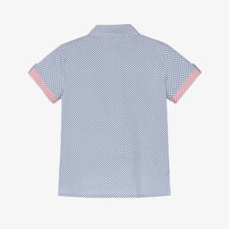سارا لويز-Boys White & Blue Cotton Shirt with Contrasting Trim | Childrensalon Outlet