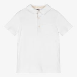 Sarah Louise-Boys White Cotton Polo Shirt | Childrensalon Outlet