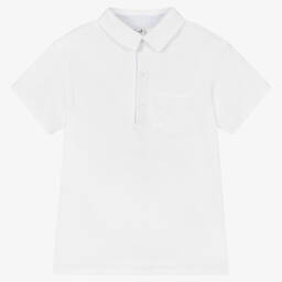 Sarah Louise-Boys White Cotton Polo Shirt | Childrensalon Outlet