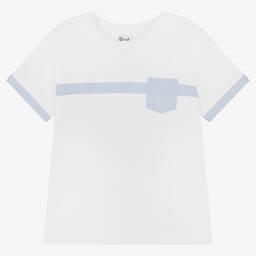 Sarah Louise-Boys White Cotton T-Shirt  | Childrensalon Outlet