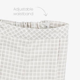 Sarah Louise-Boys White & Grey Cotton Hand-Smocked Buster Suit | Childrensalon Outlet