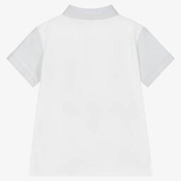 Sarah Louise-Boys White & Grey Cotton Polo Shirt | Childrensalon Outlet