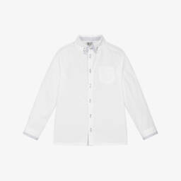 Sarah Louise-Boys White Shirt with Patterned Trim | Childrensalon Outlet