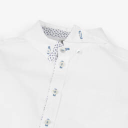 Sarah Louise-Boys White Shirt with Patterned Trim | Childrensalon Outlet