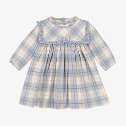 Sarah Louise-Girls Blue & Beige Checked Dress | Childrensalon Outlet